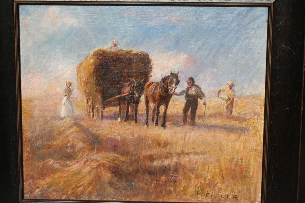 HARRY FIDLER (1856-1935) Harvest Time, signed lower right, oil on board, 14 1/2" x 17 1/2", modern Image
