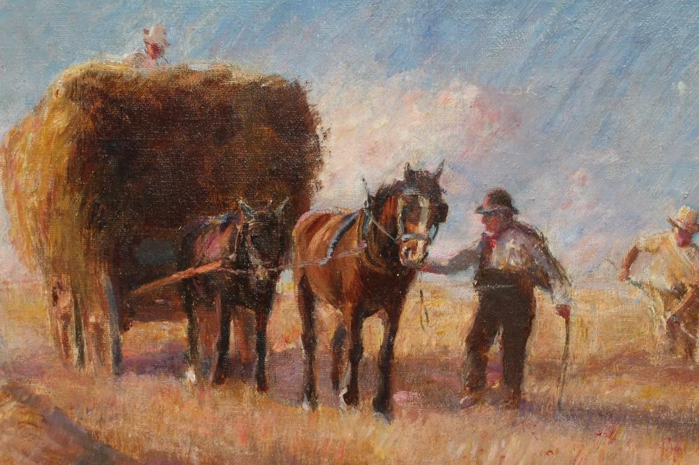 HARRY FIDLER (1856-1935) Harvest Time, signed lower right, oil on board, 14 1/2" x 17 1/2", modern Image