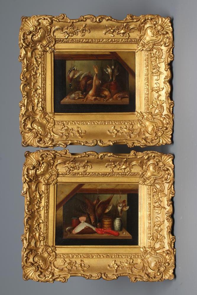BRITISH SCHOOL (19th Century) Still Life of Game and Fish, a pair, oil on canvas, each 5 3/4" x 7 Image