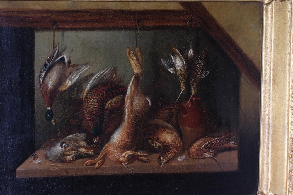 BRITISH SCHOOL (19th Century) Still Life of Game and Fish, a pair, oil on canvas, each 5 3/4" x 7 Image