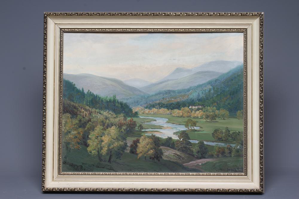 GEORGE MELVIN RENNIE (1874-1953) Queen's View near Braemar, signed lower right, oil on board, 14" x Image