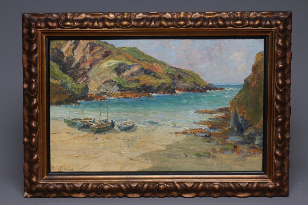 HAMPDEN A MINTON (act.1891-1929) A Small Cove near Port Isaac, Cornwall, signed lower left, oil on Image