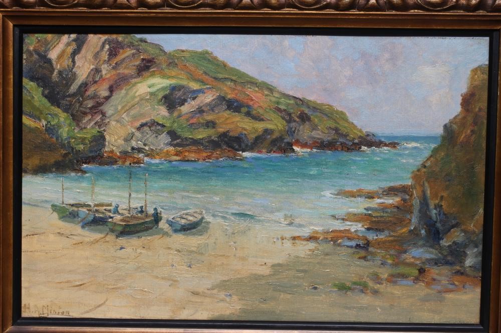 HAMPDEN A MINTON (act.1891-1929) A Small Cove near Port Isaac, Cornwall, signed lower left, oil on Image