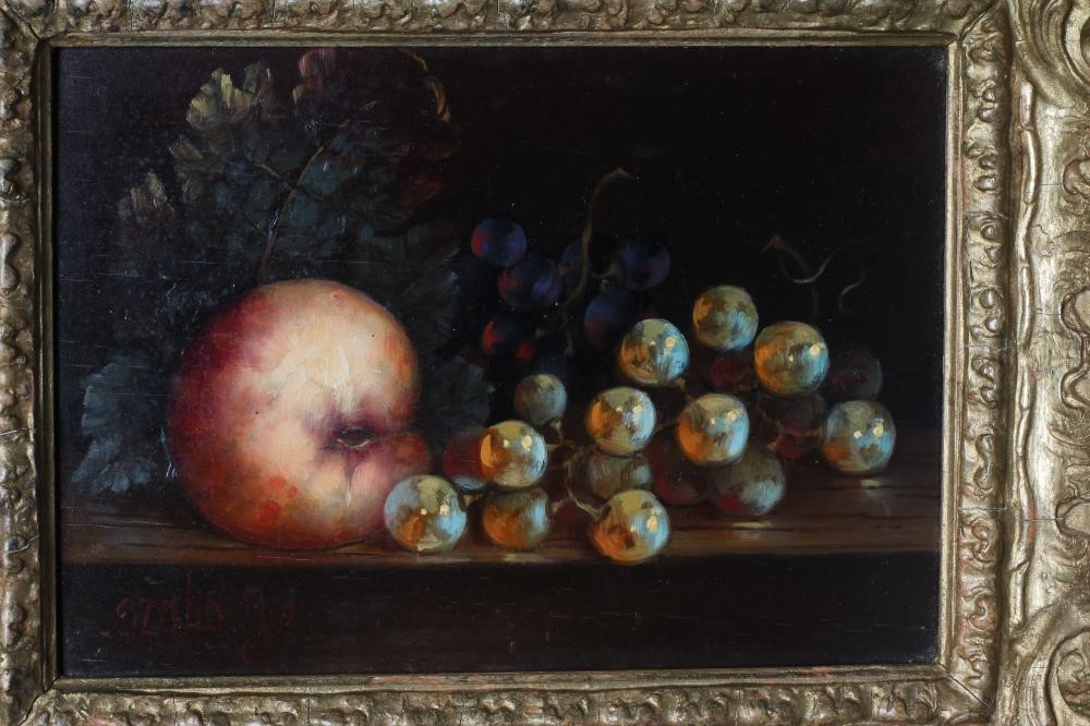 SZABO (Continental School 20th century) Still Life of Fruit, a pair, each signed lower left, oil on Image