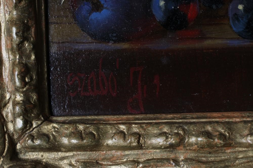 SZABO (Continental School 20th century) Still Life of Fruit, a pair, each signed lower left, oil on Image