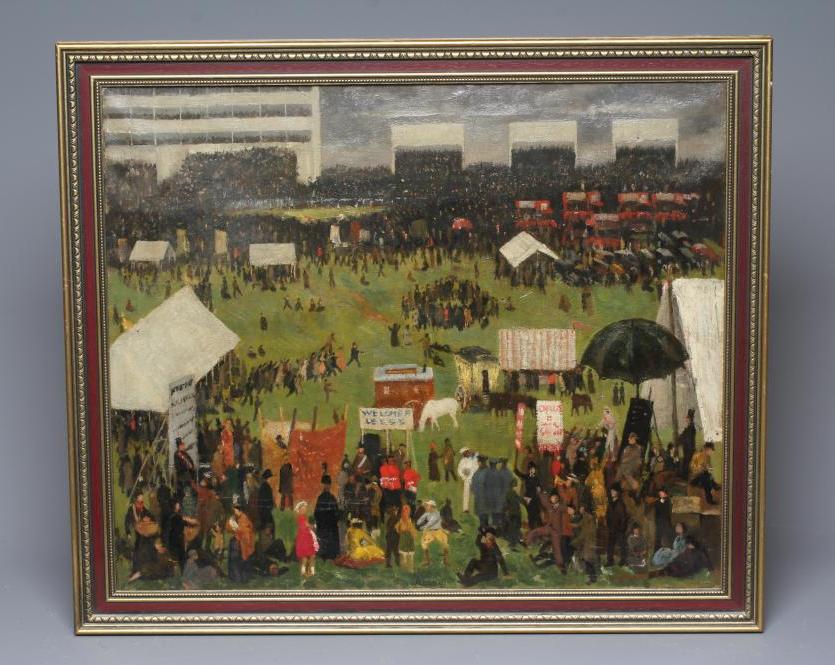 HENRY MARVELL CARR (1894-1970) Horse Race Meeting, signed lower right and dated '23, oil on canvas, Image