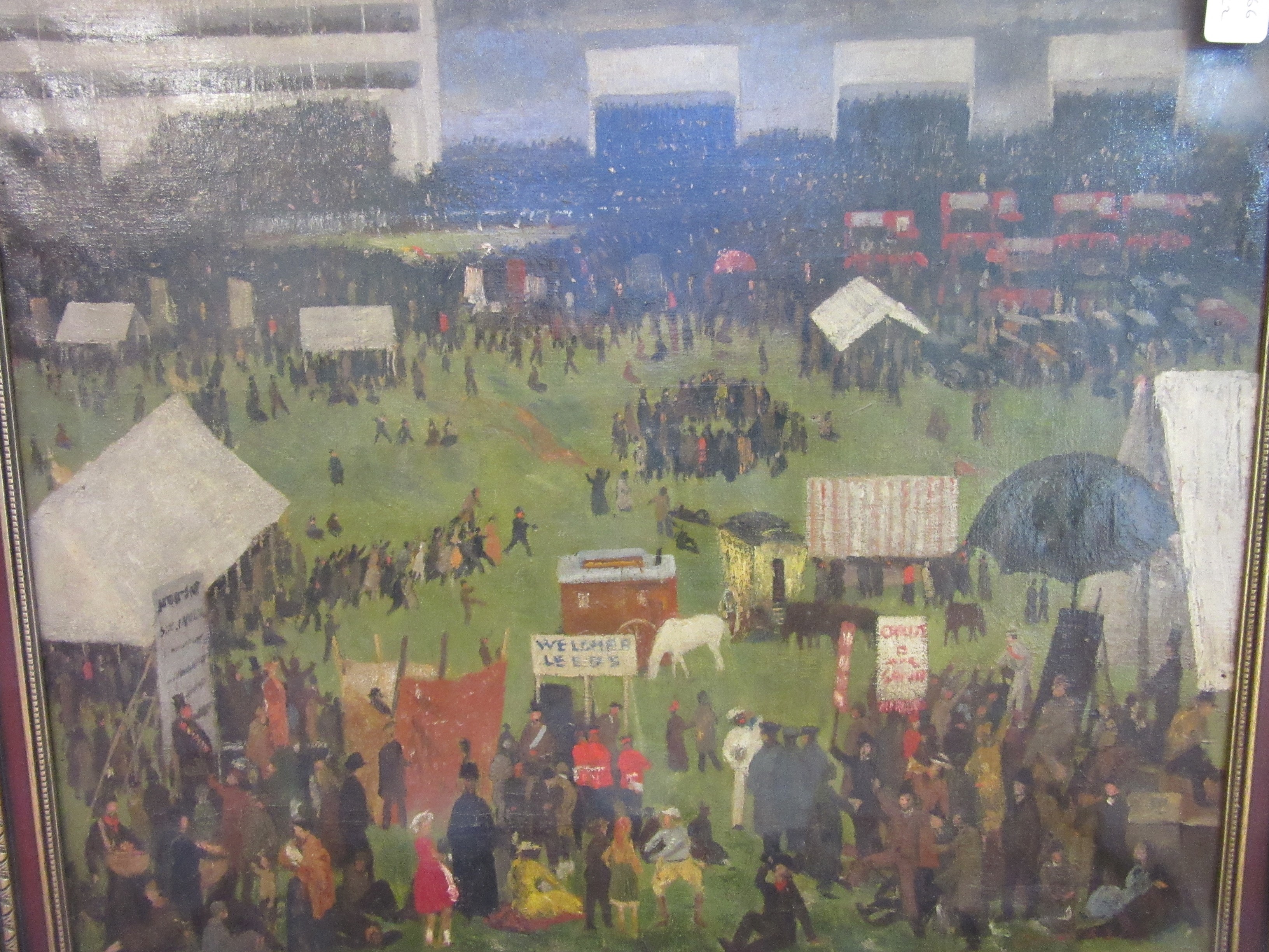 HENRY MARVELL CARR (1894-1970) Horse Race Meeting, signed lower right and dated '23, oil on canvas, Image