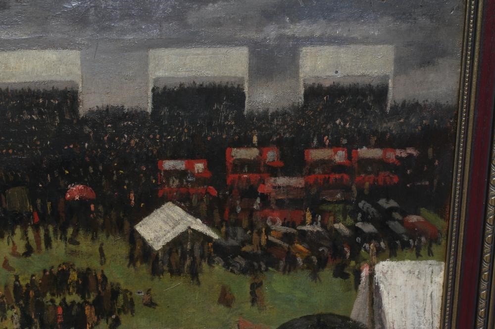 HENRY MARVELL CARR (1894-1970) Horse Race Meeting, signed lower right and dated '23, oil on canvas, Image