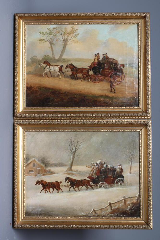 CIRCLE OF CHARLES COOPER HENDERSON (1803-1877) Coaching scenes, Summer and Winter, a pair, oil on Image