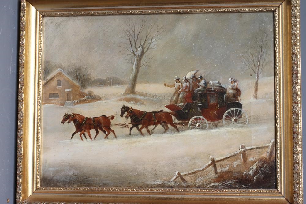 CIRCLE OF CHARLES COOPER HENDERSON (1803-1877) Coaching scenes, Summer and Winter, a pair, oil on Image