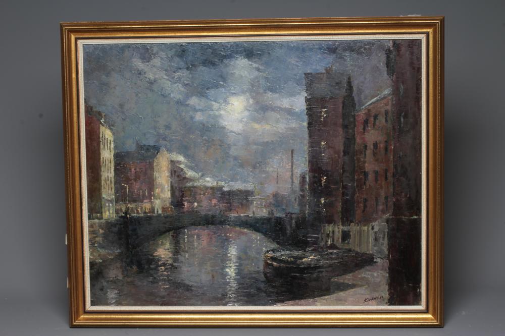 EDWARD REGINALD KIRKNESS (1900-1979) Industrial Canal Scene, signed lower right, oil on board, 24" x Image