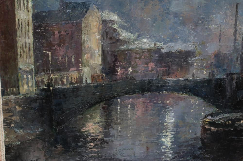 EDWARD REGINALD KIRKNESS (1900-1979) Industrial Canal Scene, signed lower right, oil on board, 24" x Image