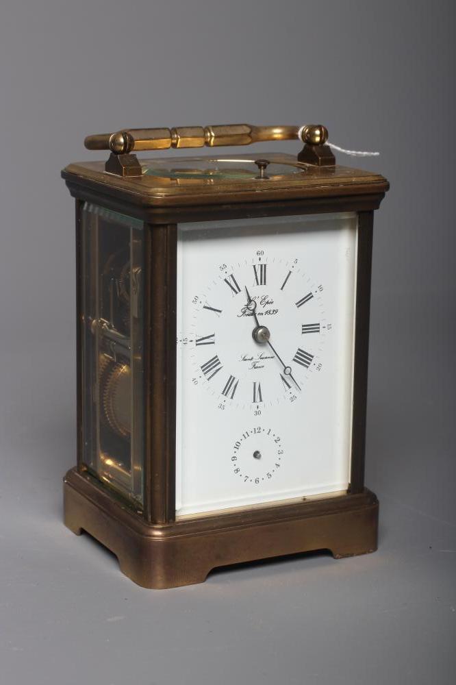 A FRENCH BRASS REPEATER CARRIAGE CLOCK Image