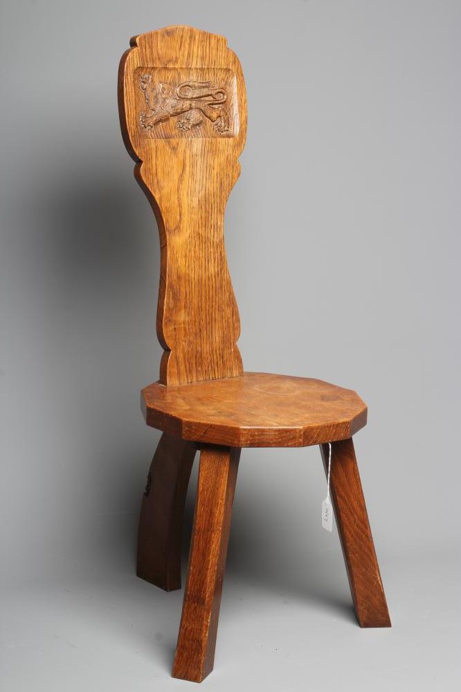 THOMAS WHITTAKER OF LITTLEBECK - AN ADZED OAK SPINNING STOOL Image