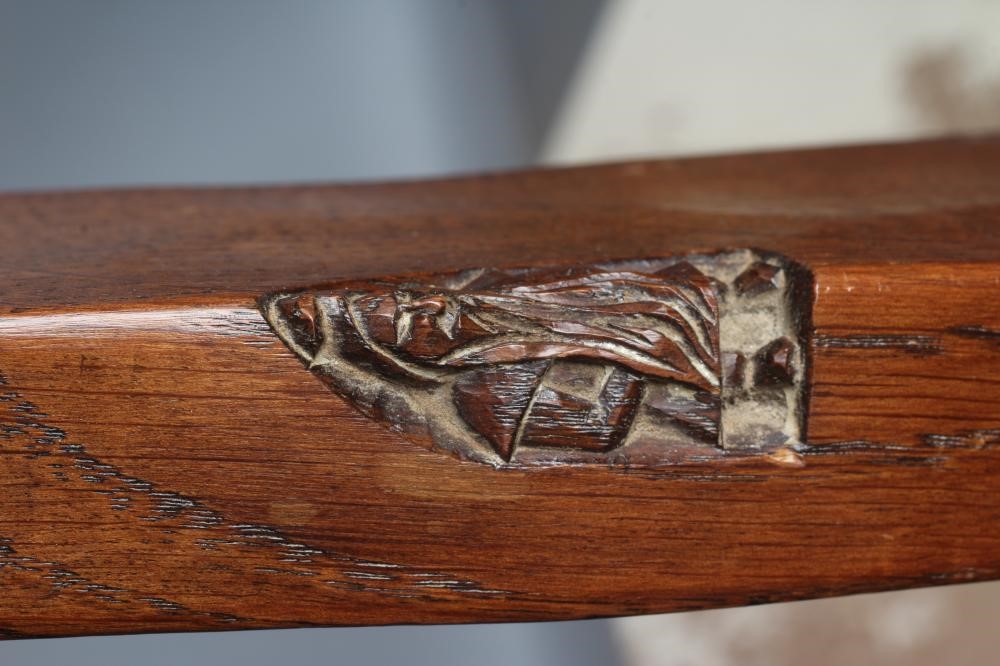THOMAS WHITTAKER OF LITTLEBECK - AN ADZED OAK SPINNING STOOL Image