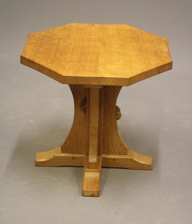 ROBERT THOMPSON - AN ADZED OAK OCTAGONAL COFFEE TABLE Image