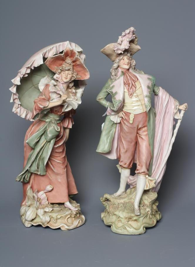 A PAIR OF ROYAL DUX PORCELAIN FIGURES Image