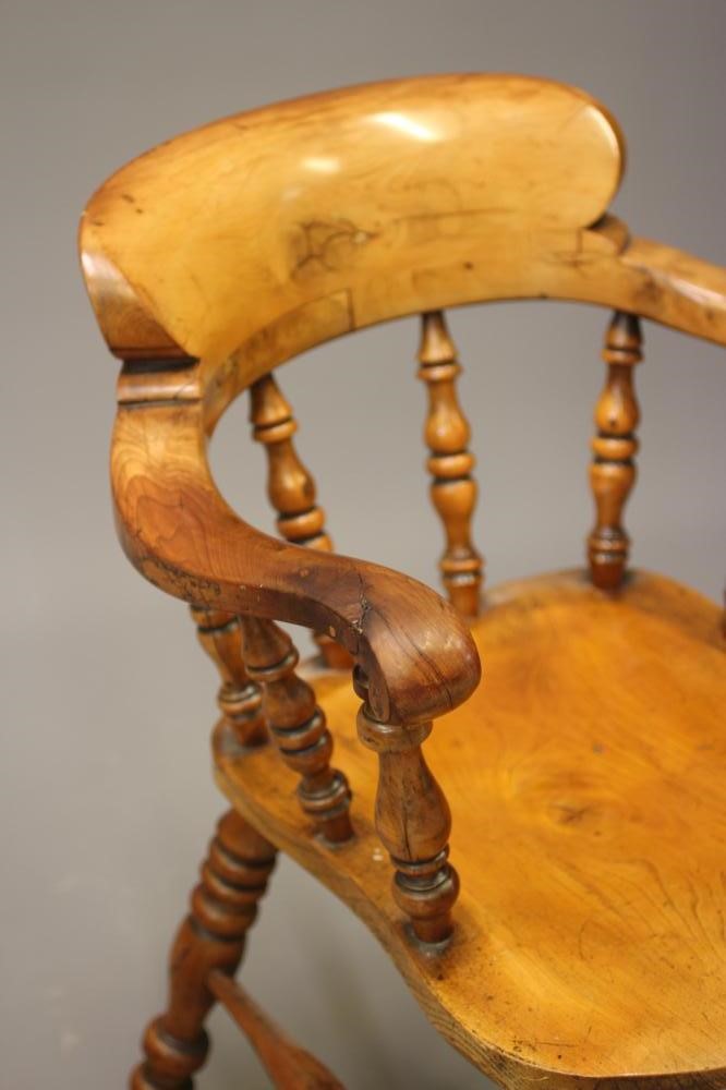 A PAIR OF VICTORIAN YEW WOOD SMOKER'S BOW ARMCHAIRS Image