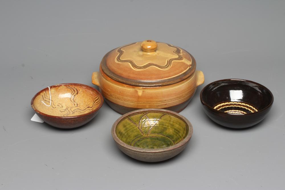 CHARLES TUSTIN (1921-1996) FOR WINCHCOMBE POTTERY A slip glazed terracotta tureen and cover of squat Image