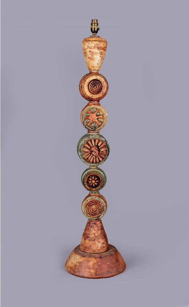 BERNARD ROOKE (b.1938) A matt and glazed stoneware Totem floor standing lamp base Image
