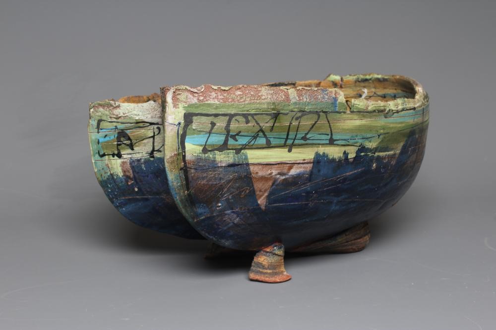 A LARGE STUDIO STONEWARE BOAT in the style of Ewan Henderson Image
