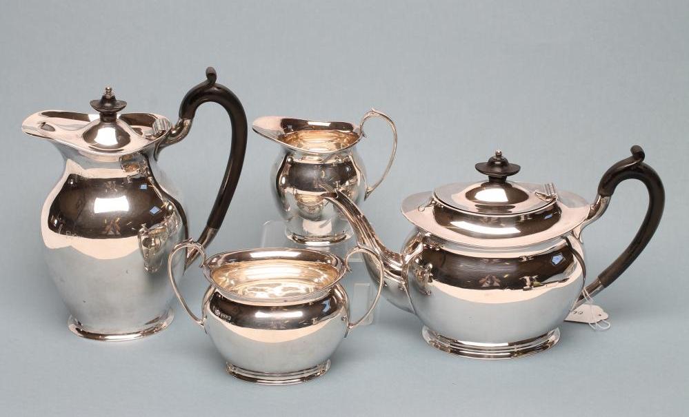 *A COMPOSITE THREE PIECE SILVER TEA SERVICE Image