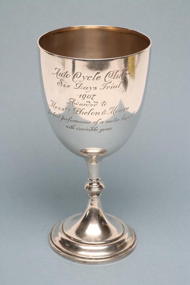 OF VETERAN MOTORCYCLING AND LOCAL INTEREST - A LATE VICTORIAN SILVER TROHPY CUP Image