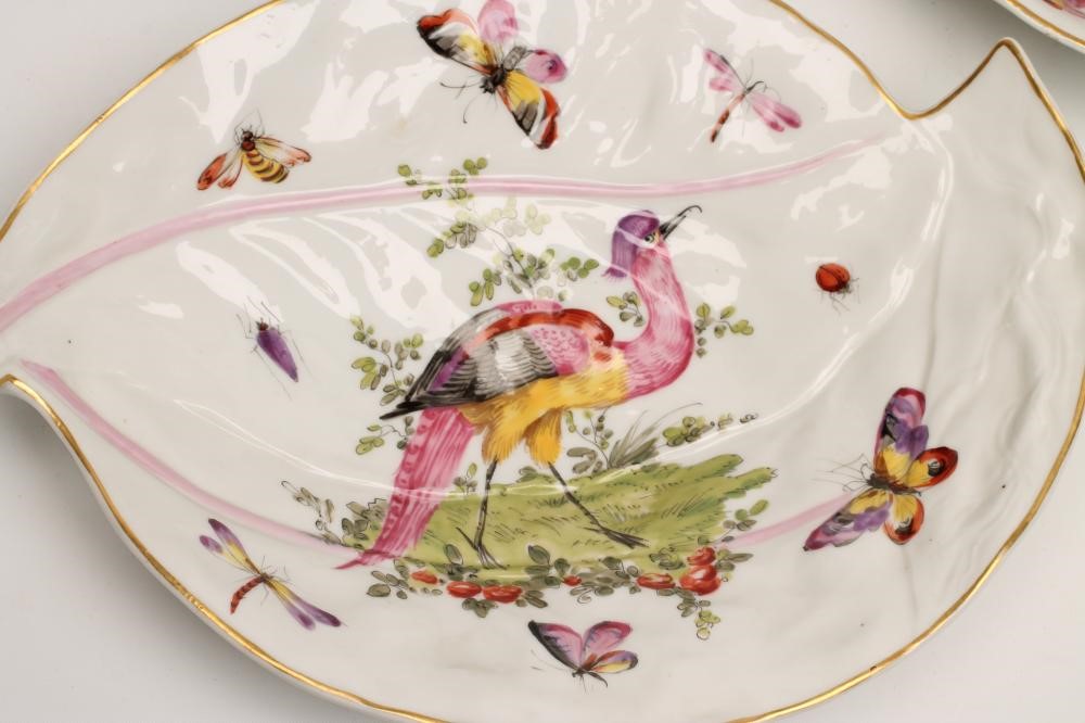 A PAIR OF FRENCH PORCELAIN LEAF DISHES Image
