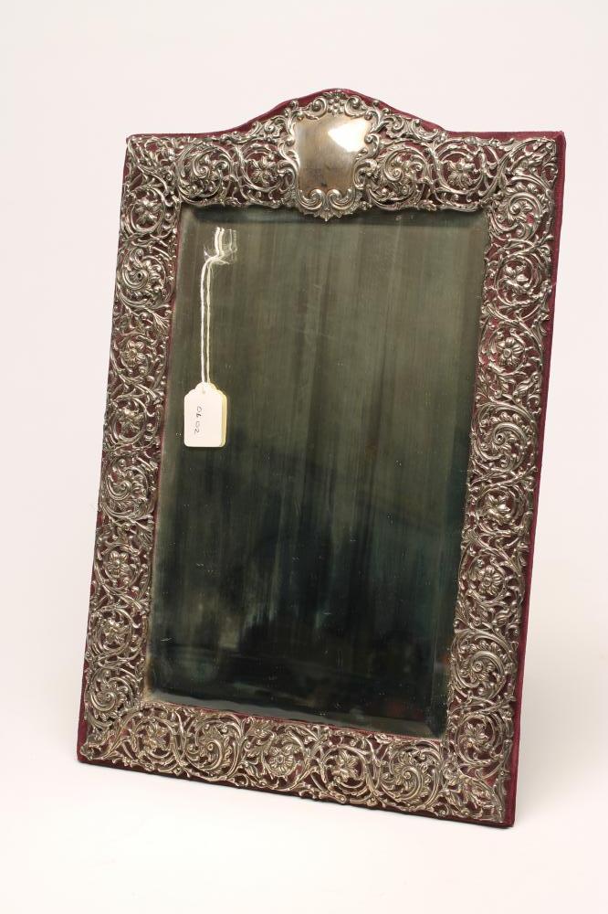 A LATE VICTORIAN EASEL BACK SILVER MIRROR Image