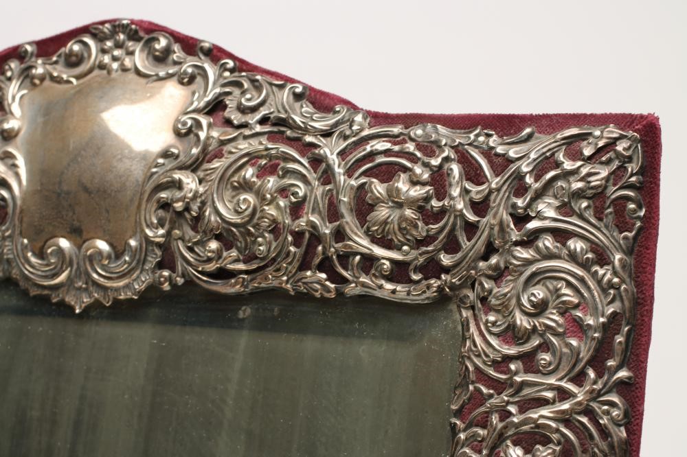 A LATE VICTORIAN EASEL BACK SILVER MIRROR Image