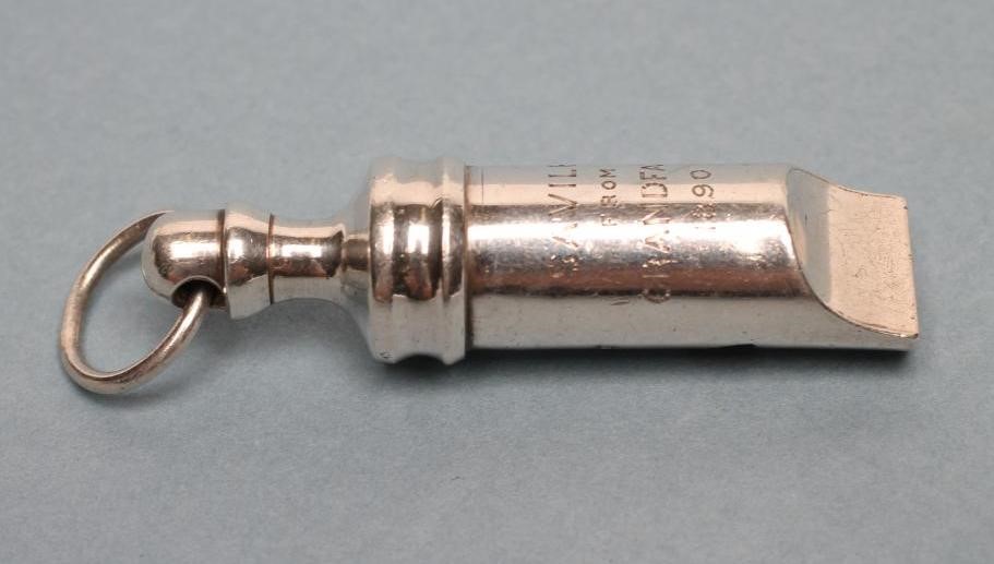 A LATE VICTORIAN SILVER WHISTLE Image