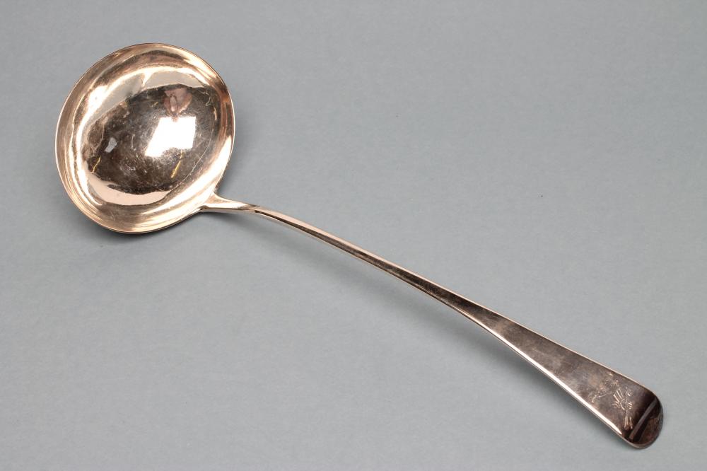 A GEORGE III SILVER SOUP LADLE Image