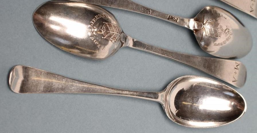 A SET OF SIX GEORGE III SILVER "LIBERTY" TEASPOONS Image