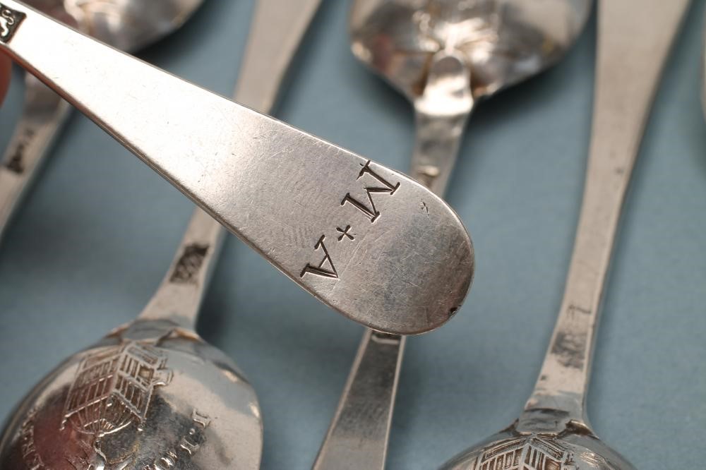 A SET OF SIX GEORGE III SILVER "LIBERTY" TEASPOONS Image