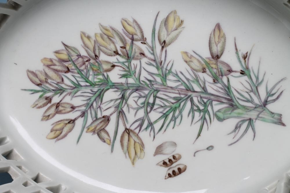 A ROYAL COPENHAGEN PORCELAIN "FLORA DANICA" BASKET of flared oval form with two naturalistic twig Image