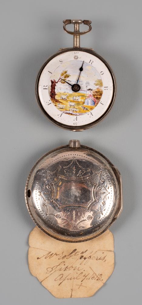 A LATE GEORGE III SILVER PAIR CASED POCKET WATCH Image