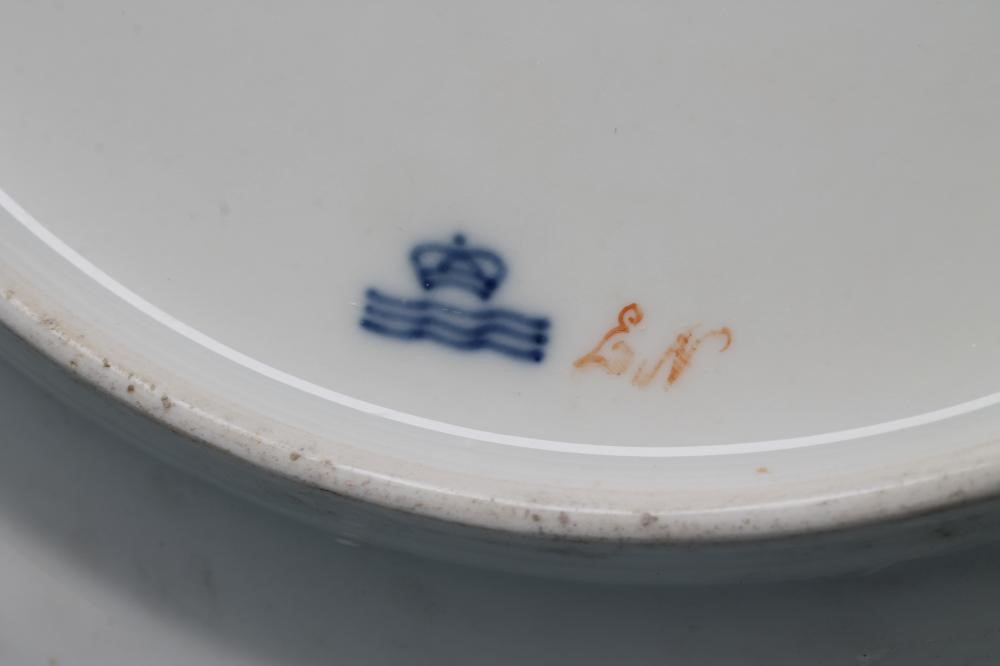 A ROYAL COPENHAGEN PORCELAIN "FLORA DANICA" PLATE centrally painted with "Astragalus arenarius" Image