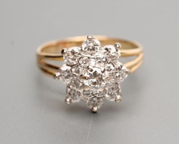 A DIAMOND CLUSTER RING Image