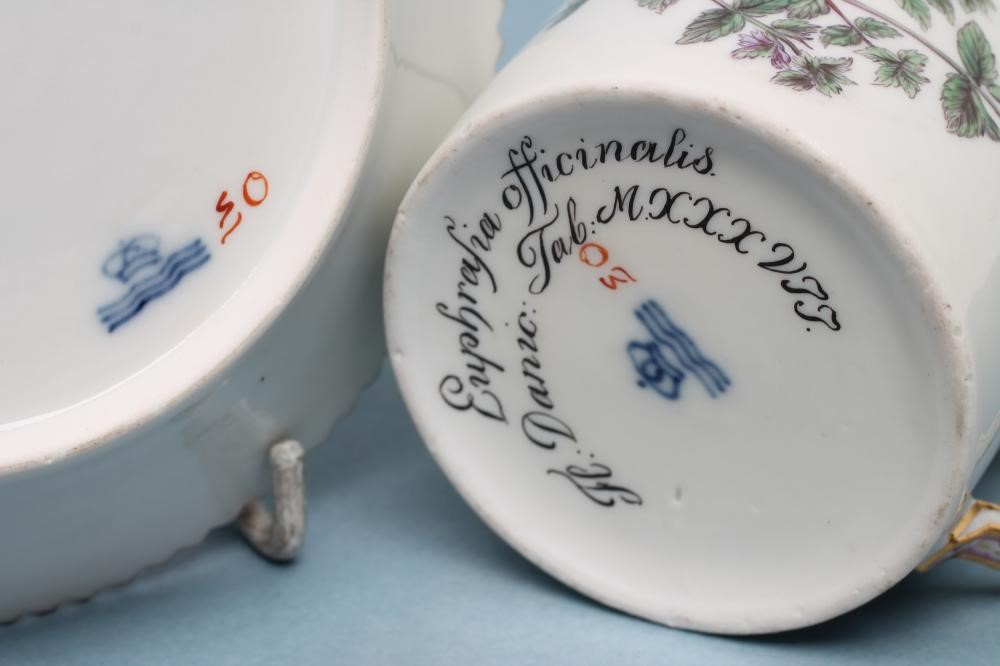 A ROYAL COPENHAGEN PORCELAIN "FLORA DANICA" CAN AND SAUCER Image