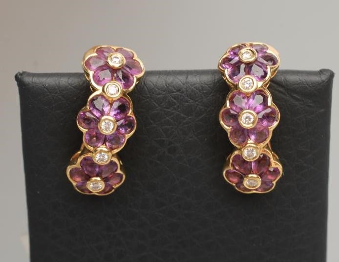 AN AMETHYST AND DIAMOND RING with matching French clip earrings Image