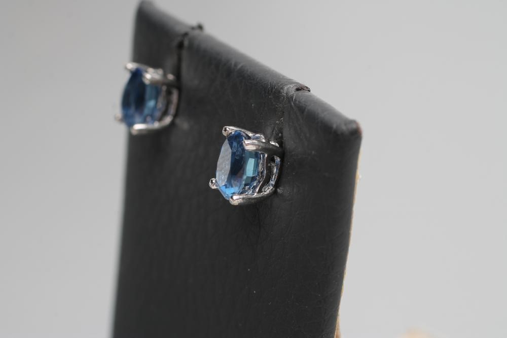 A PAIR OF SAPPHIRE EAR STUDS Image
