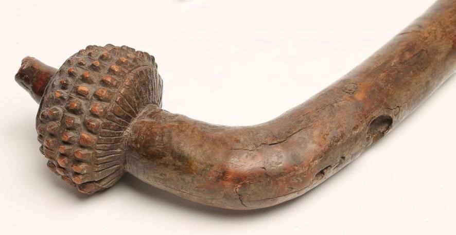 A FIJIAN TOTOKIA WAR CLUB with chevron carved grip and typical pineapple carved head Image