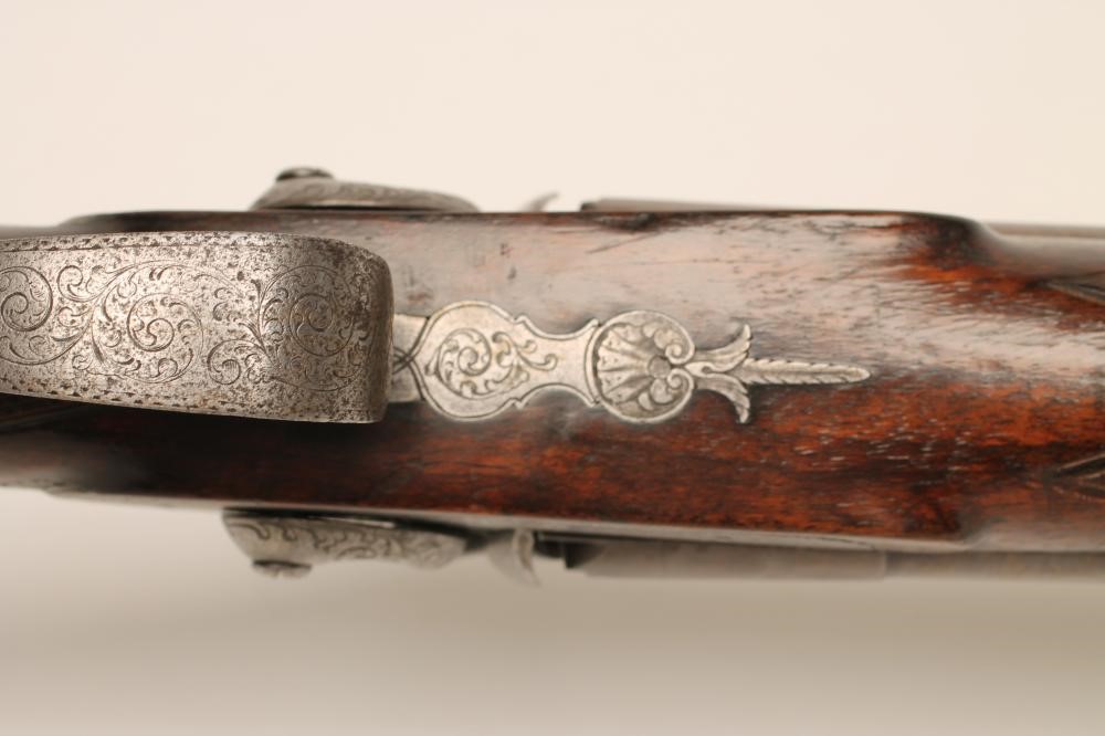 A PERCUSSION DOUBLE BARRELLED SPORTING GUN Image