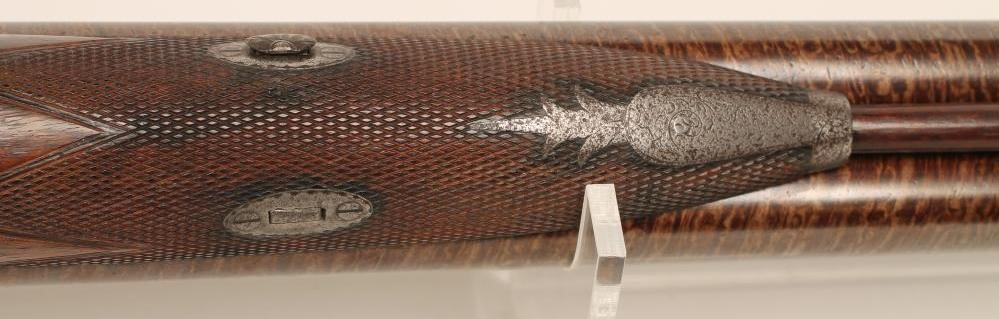 A PERCUSSION DOUBLE BARRELLED SPORTING GUN Image