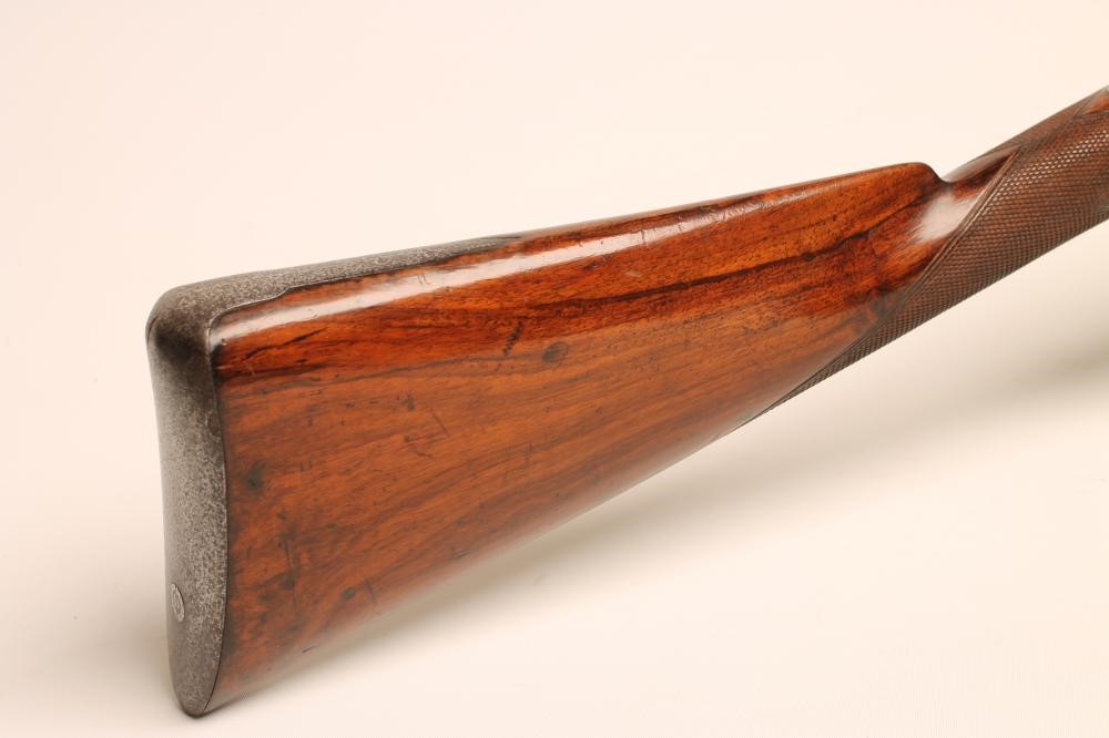 A PERCUSSION DOUBLE BARRELLED SPORTING GUN Image