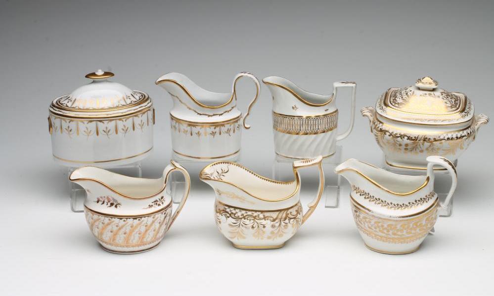 A COLLECTION OF LATE 18TH CENTURY ENGLISH PORCELAIN GILDED TEA WARES Image