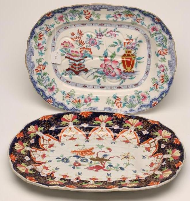 A VICTORIAN MINTON & CO. IRONSTONE MEAT PLATE of shaped rounded oblong form Image