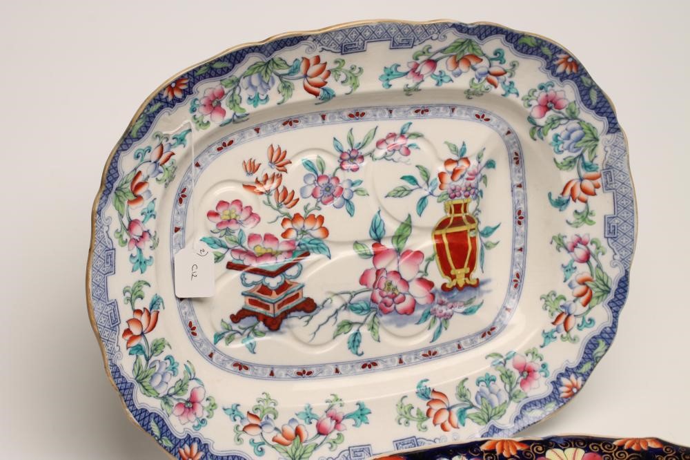 A VICTORIAN MINTON & CO. IRONSTONE MEAT PLATE of shaped rounded oblong form Image
