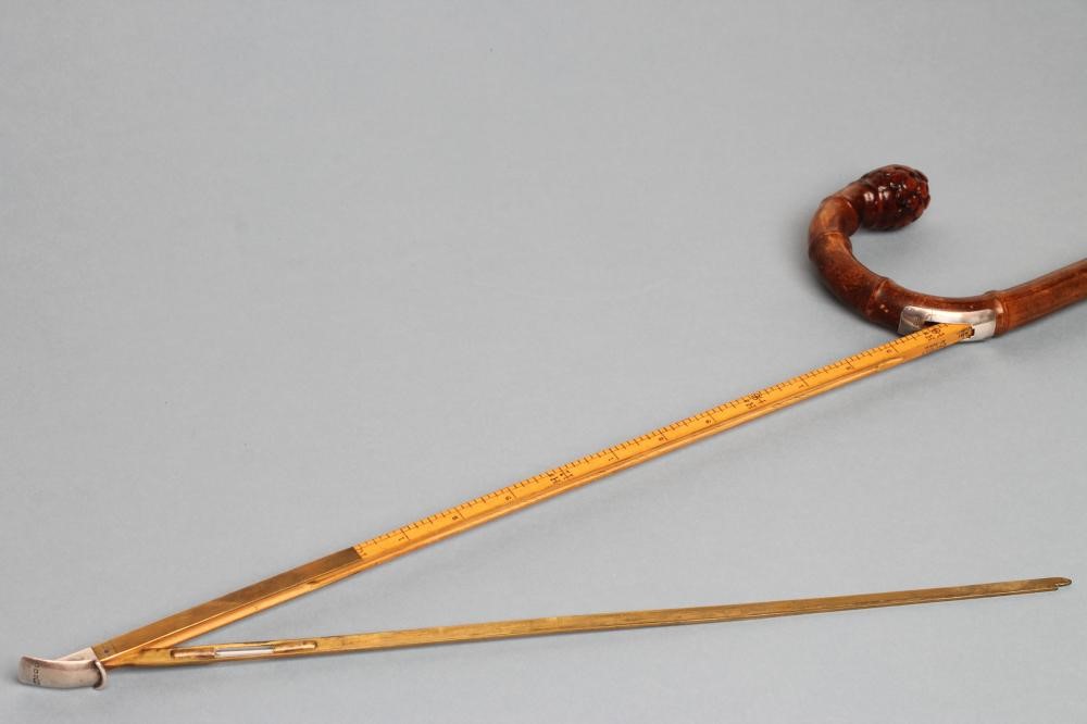 A SILVER MOUNTED HORSE MEASURING WALKING CANE by Swaine & Adeney Image