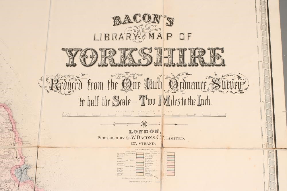 BACON'S COMMERCIAL AND LIBRARY MAP OF YORKSHIRE Image